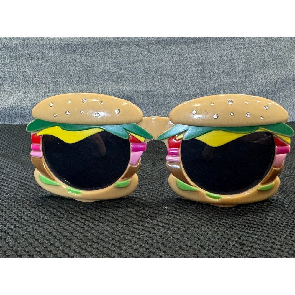 Unisex Cheeseburger Sunglasses Rhinestone Hamburger Funny Party Costume Glasses